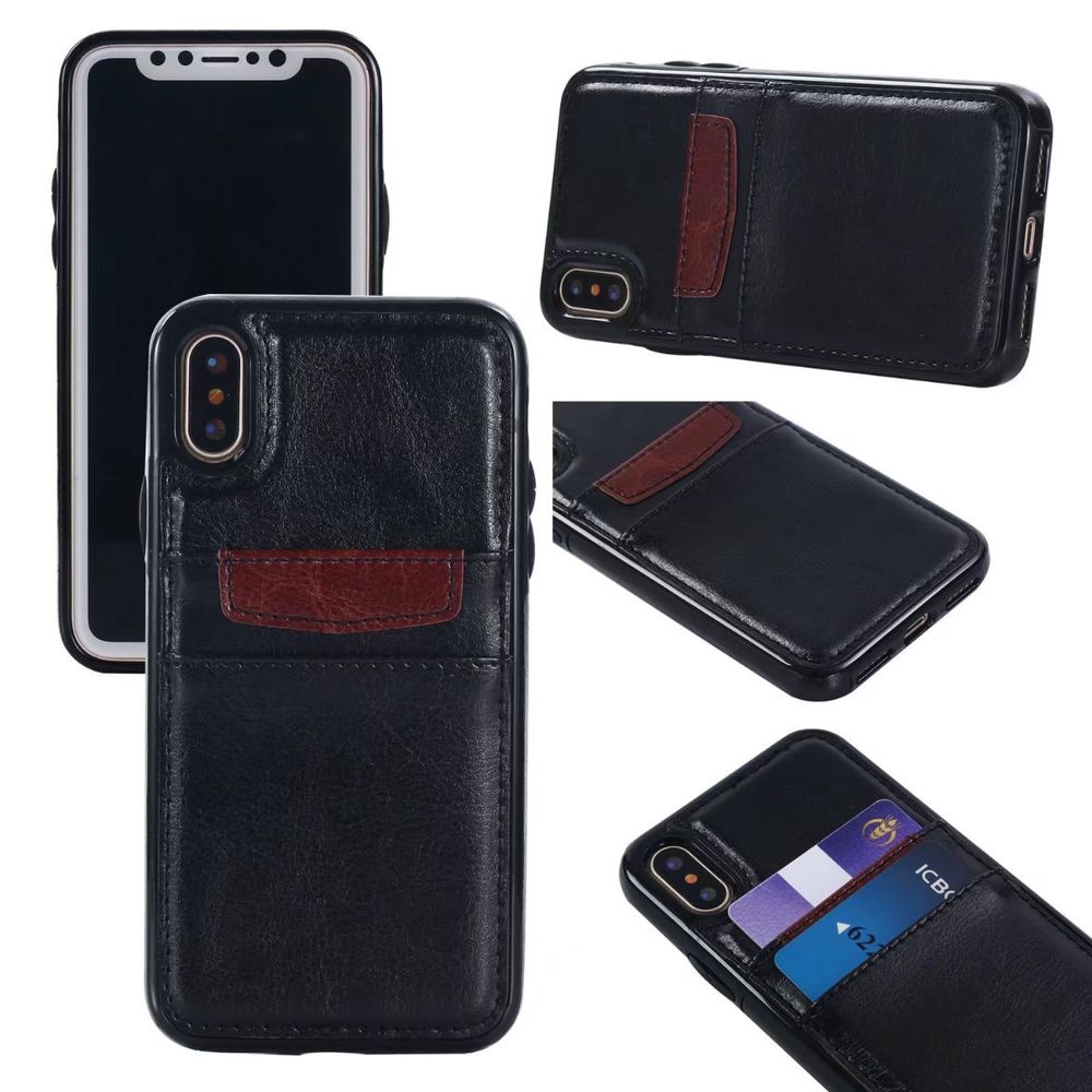 iPhone XS / X LEATHER Style Credit Card Case (Black)